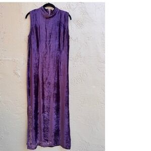 VTG True Love Purple Velvet Maxi Dress Whimsigoth Embroidered 90s Goth Boho